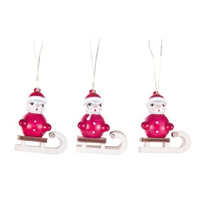 Pinnacle Peak Trading Santa Riding on Sled German Wood Ornament Set 1.6 Inch