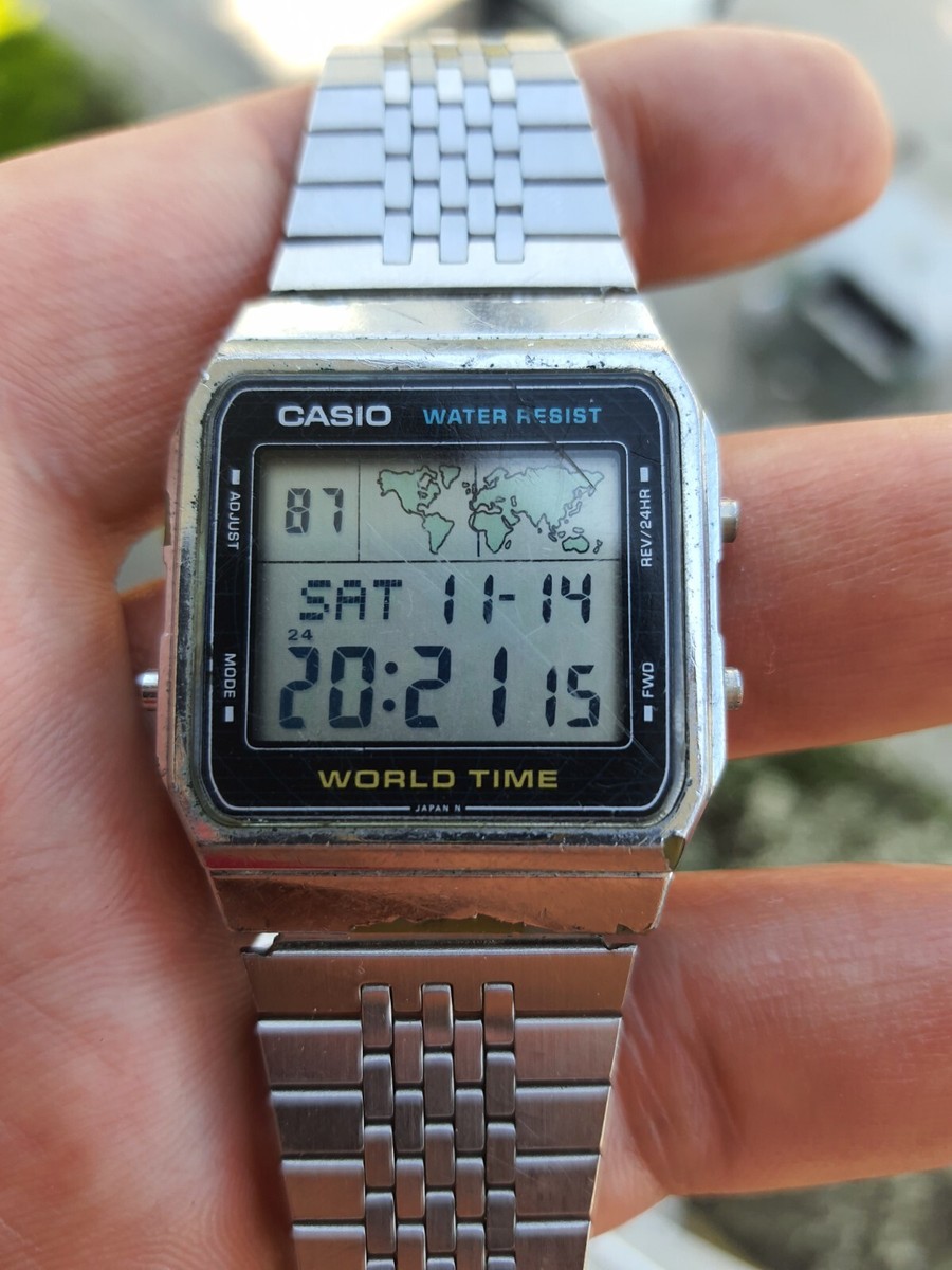 Vintage Casio A300u 643 World Time Alarm Chronograph watch | eBay