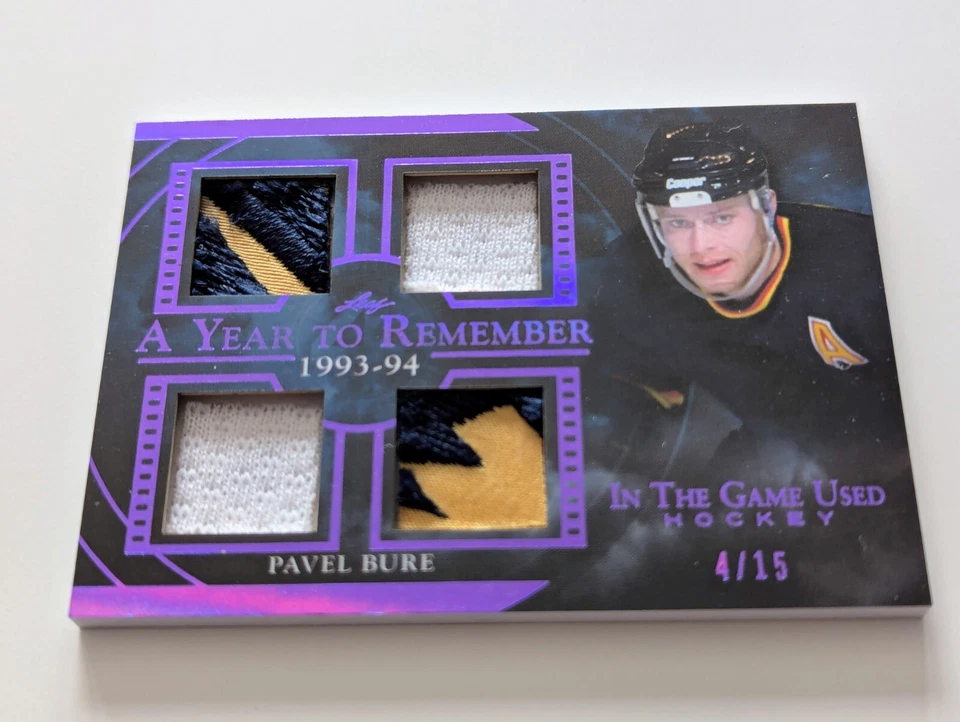 🔥#/15 PAVEL BURE QUAD RELIC 2020-21 LEAF IN THE GAME USED A YEAR 2 REMEMBER ITG - Image 4 of 4
