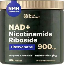 Reus Research Liposomal NAD Supplement Nicotinamide Riboside Resveratrol 80 Ct