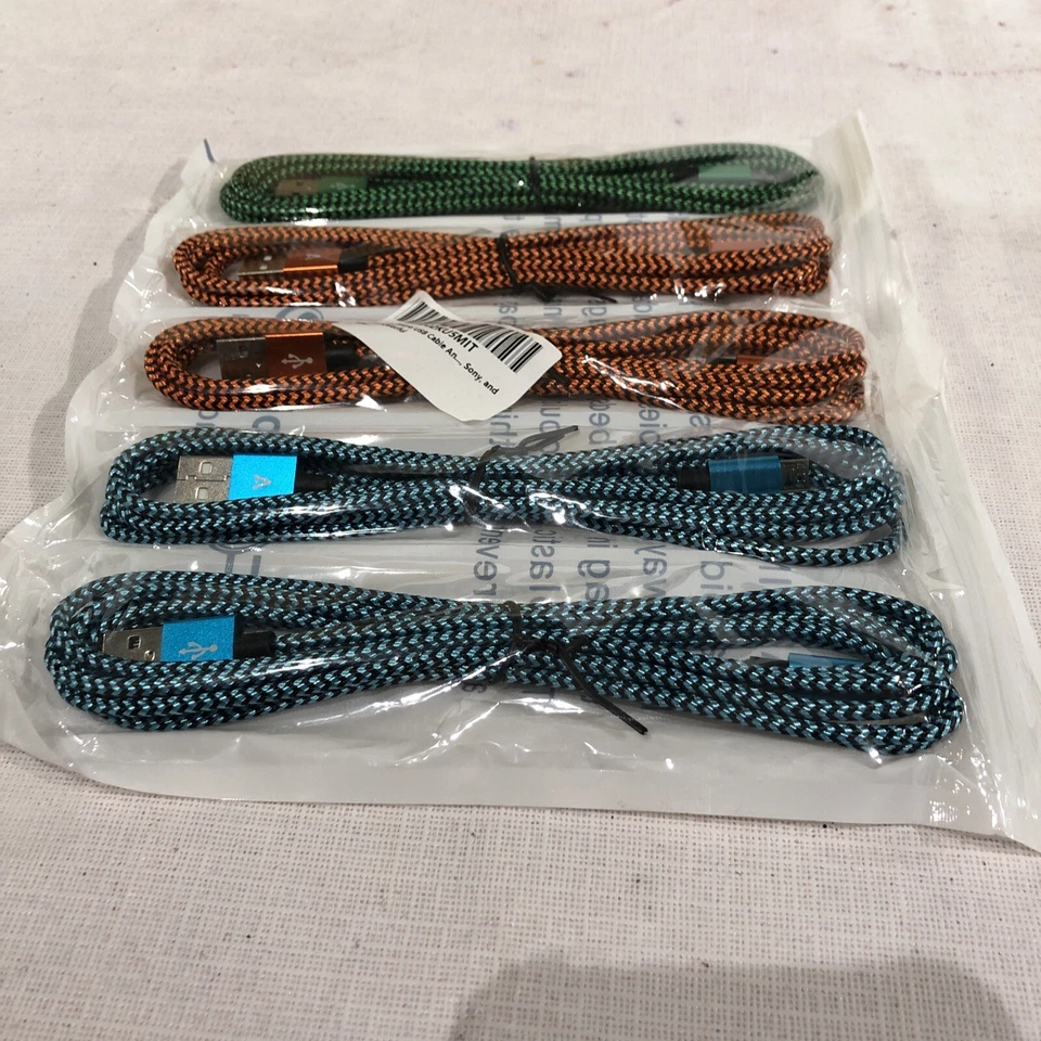 Lote de 20!!! Cable cargador rápido micro USB de alta resistencia, 6 pies, 5 por paquete Foto 4 de 4