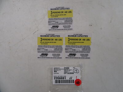 LOWE V1260 US COAST GUARD MAXIMUM CAPACITIES DECAL (SET OF 3) 2356691 BOAT
