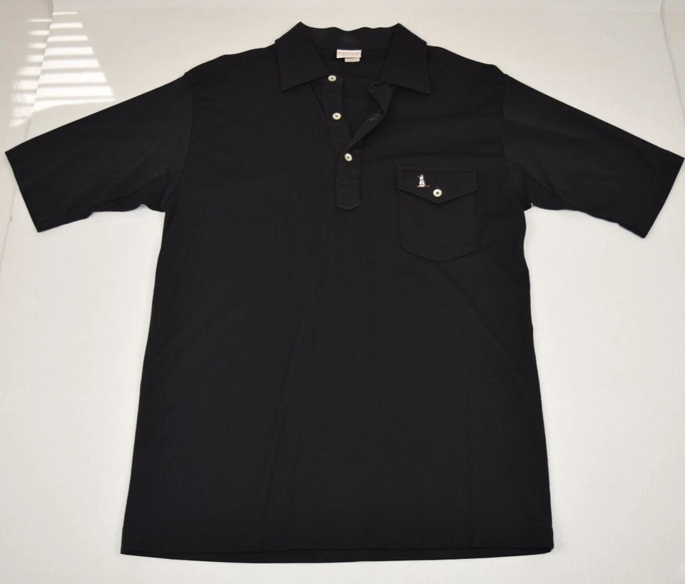 Camisa Pingüino De Colección Grand Slam Munsingwear Talla XS/S 70s Negra Polo Bolsillo con Solapa Foto 2 de 4