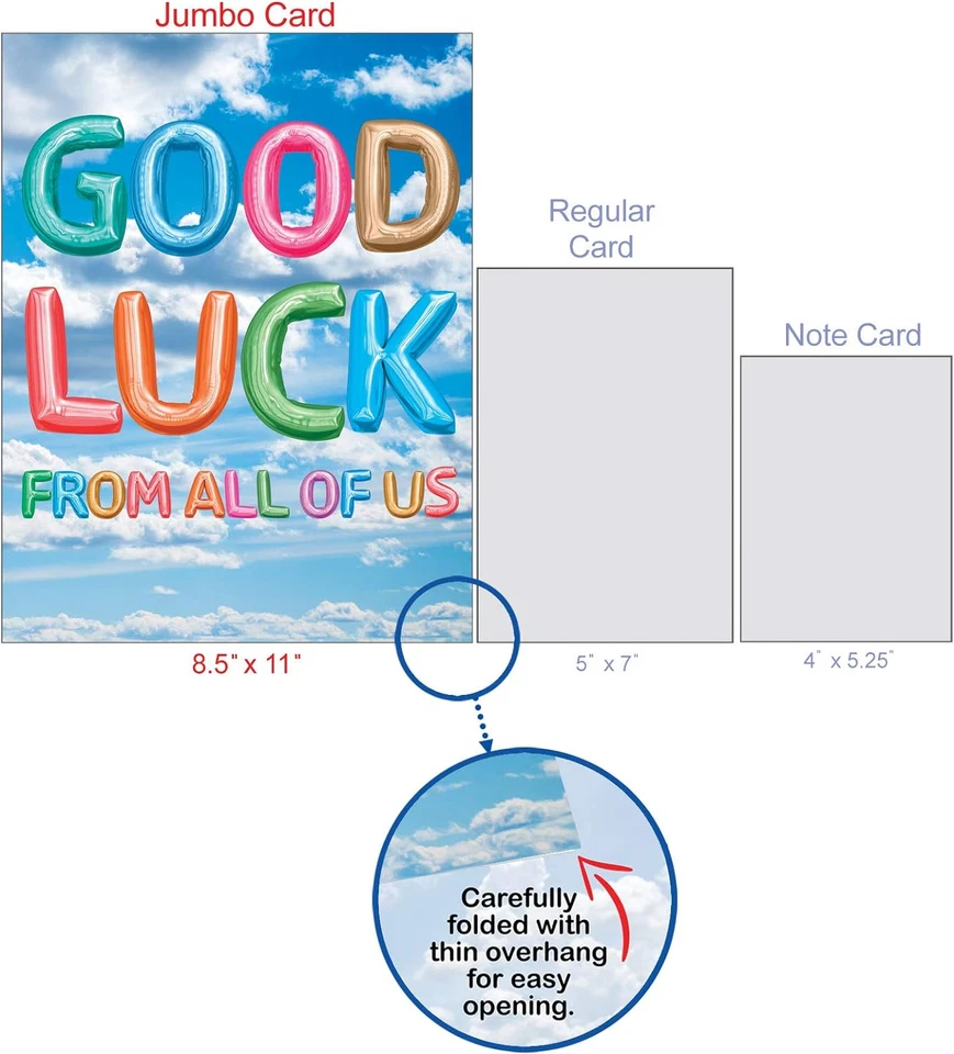 La mejor tarjeta - Tarjeta de felicitación de gran buena suerte (8,5 X 11 pulgadas) - Globos, coloridos Foto 4 de 4