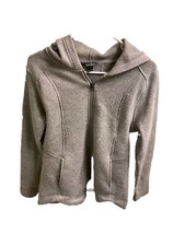 Eddie Bauer Hoodie Womens Medium Gray Full Zip Sweatshirt Hiking Gorp Core