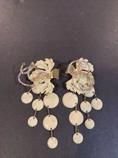 Vintage Signed Lunch Dangle Drop Earrings