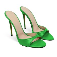 Women Slip On Summer Open Toe High Stiletto Heel Sandals Mules Slippers Shoes