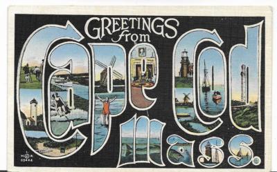 LARGE LETTER,GREETINGS FROM CAPE COD,MA ~WOB 1938 | eBay
