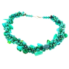 Iridescent Glow Glass Bead Necklace Choker 75x16"