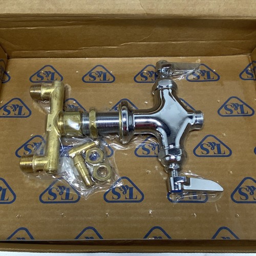 T & S Double Faucet Swivel Deck B-0200-LN Chrome Less Nozzle (Last One Savings) - Picture 2 of 5