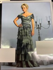 Jovani Celadon Mother's Evening Gown Dress Crystal Sweetheart Size 10.