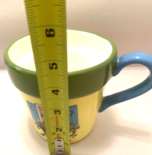 Maria Engelbreit Blumentopf Becher Teleflora Geschenk Keramik gelb 1999 Übertopf Vase XL - Bild 6 von 17