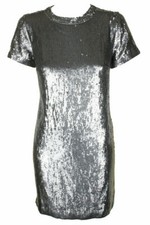 Polo Ralph Lauren Brushed Silver Sequin Short Sleeve Ladies Dress Size 0 - 12