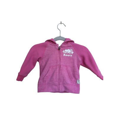 Roots Baby Zip Up Hoodie Sweatshirt Pink Size 6-12 Months