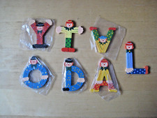 Wooden Alphabet Shaped Clown themed Colorful Letters Lot of 7 pieces NEW