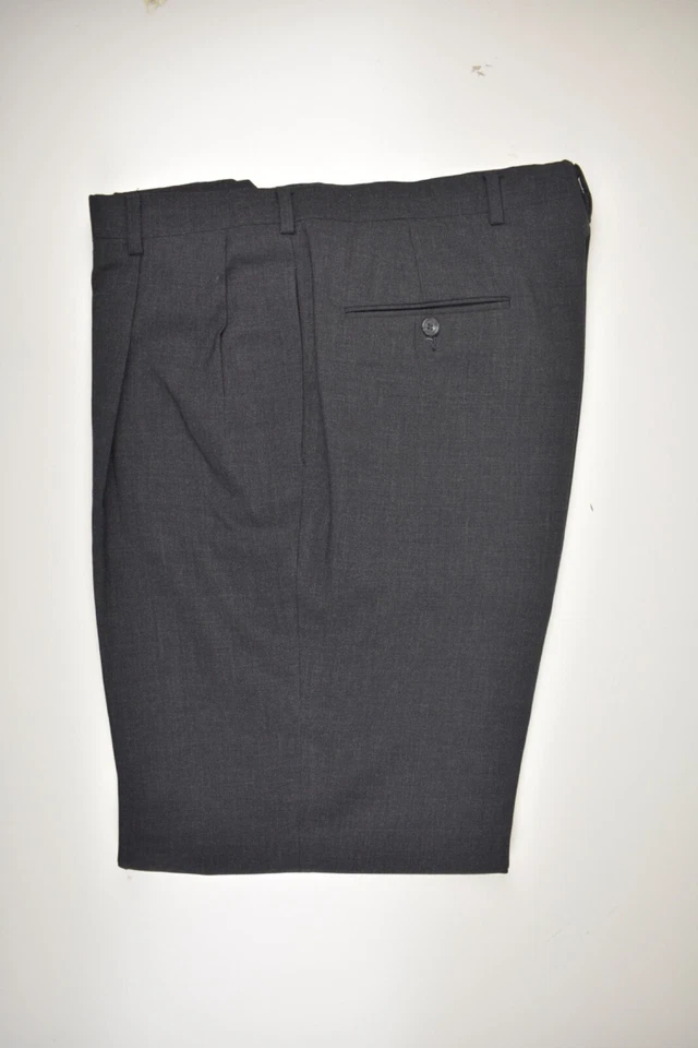 1976-1994 Austin Reed of Regent Street Wool Dark Gray Pleated Trousers Sz: 36x31 - Image 2 of 4