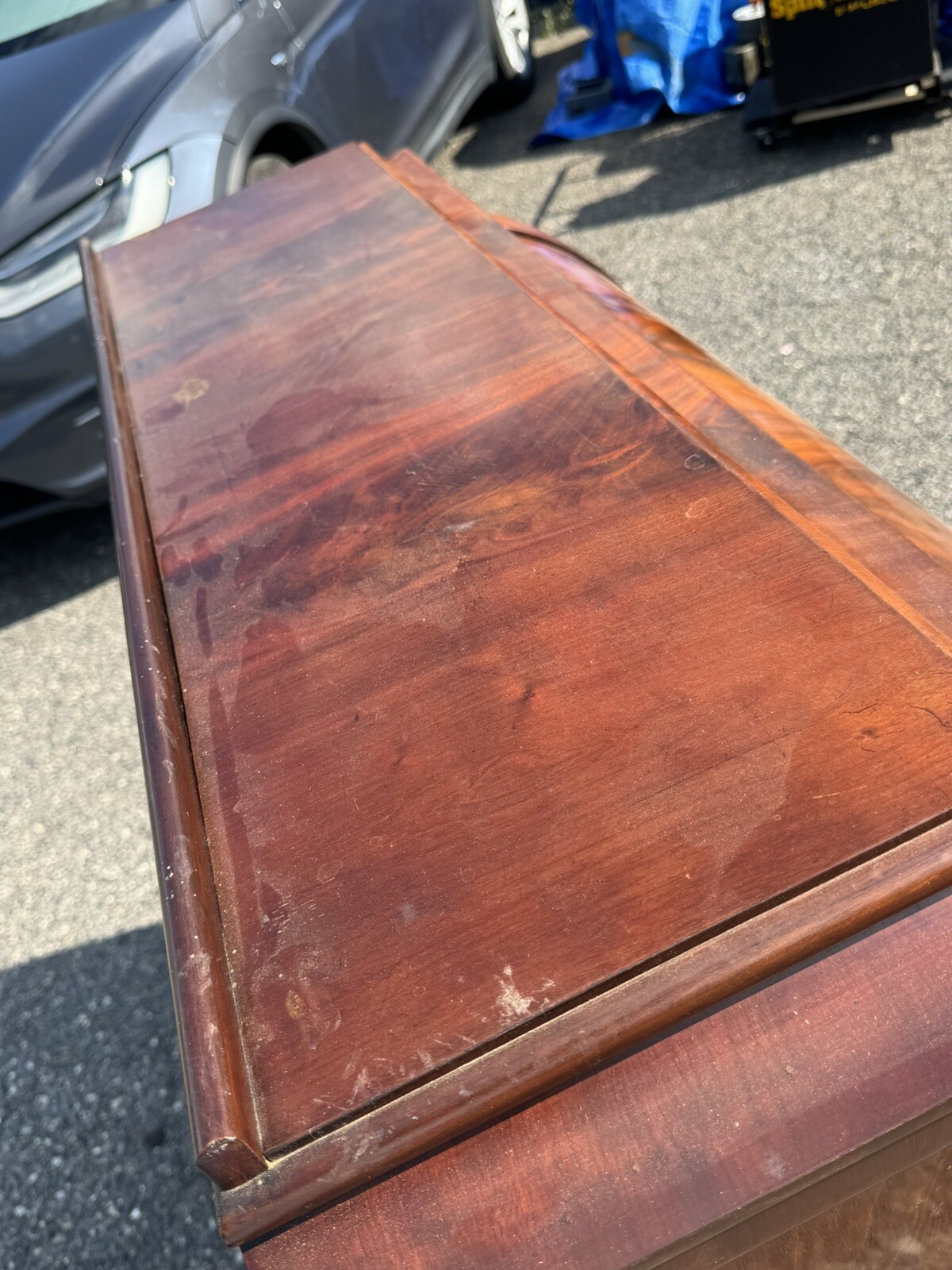 BIEDERMEIER BUREAU A CYLINDRE FLAME MAHOGANY Secretary Desk ￼