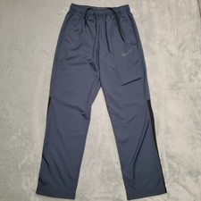 Nike Track Pants Mens Medium Blue Unlined Knit Elastic Waist Drawstring Swoosh