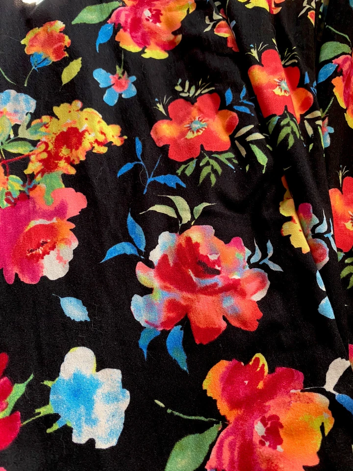 Mujer Floral Lounge Pantalones Talla Pequeña Negro Pijama Dormir  Foto 2 de 2