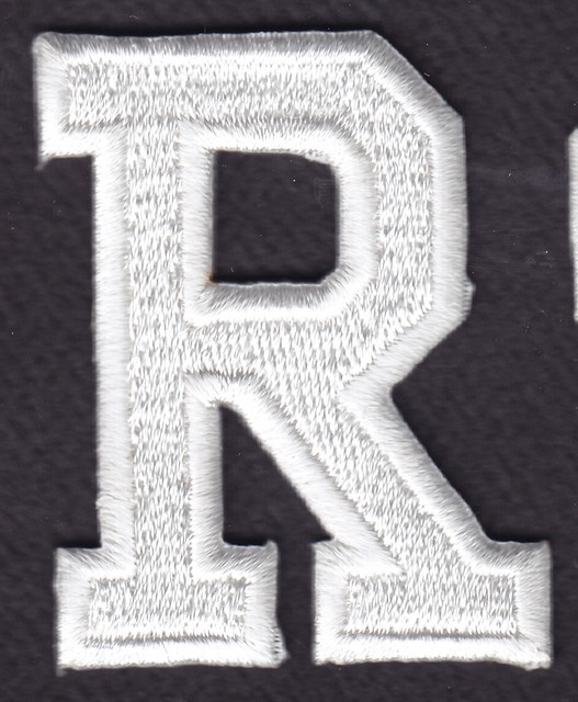 LETTERS WHITE BLOCK LETTER "R" (1 7/8") Iron On Embroidered