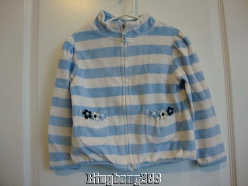 Gymboree PANDA CLUB Blue & White Strip Velour Jacket Girl Size 5 EUC Fall Winter - Picture 12 of 12
