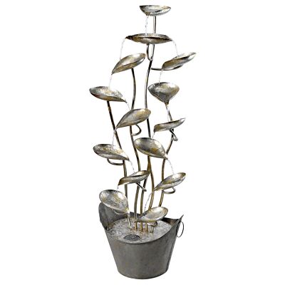 Water Fountain - Nearly 4 Foot Tall Rain Forest Leaves Garden  Metal DAMAGED BOX
