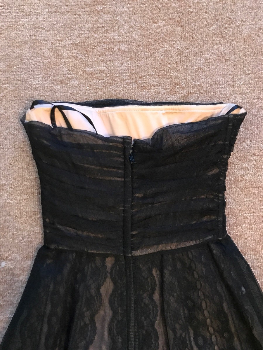 bcbg black lace strapless dress Bcbgmaxazria Womens Lace Floral Evening Dress - Black