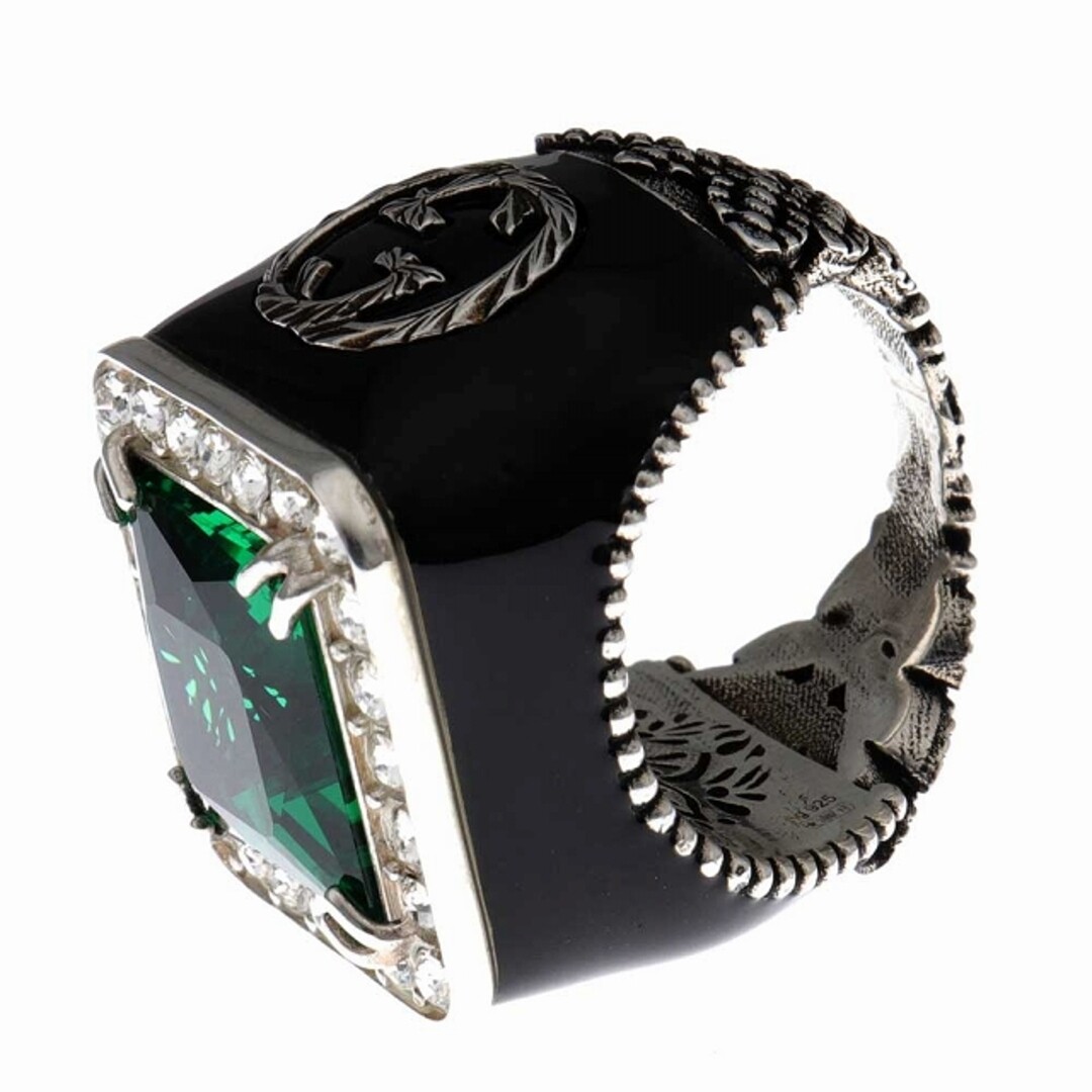 Gucci Crystal Details GG Logo Signet Ring #10 AG925 Silver x Gucci Crystal Details GG Logo Signet Ring #10 AG925 Silver x
