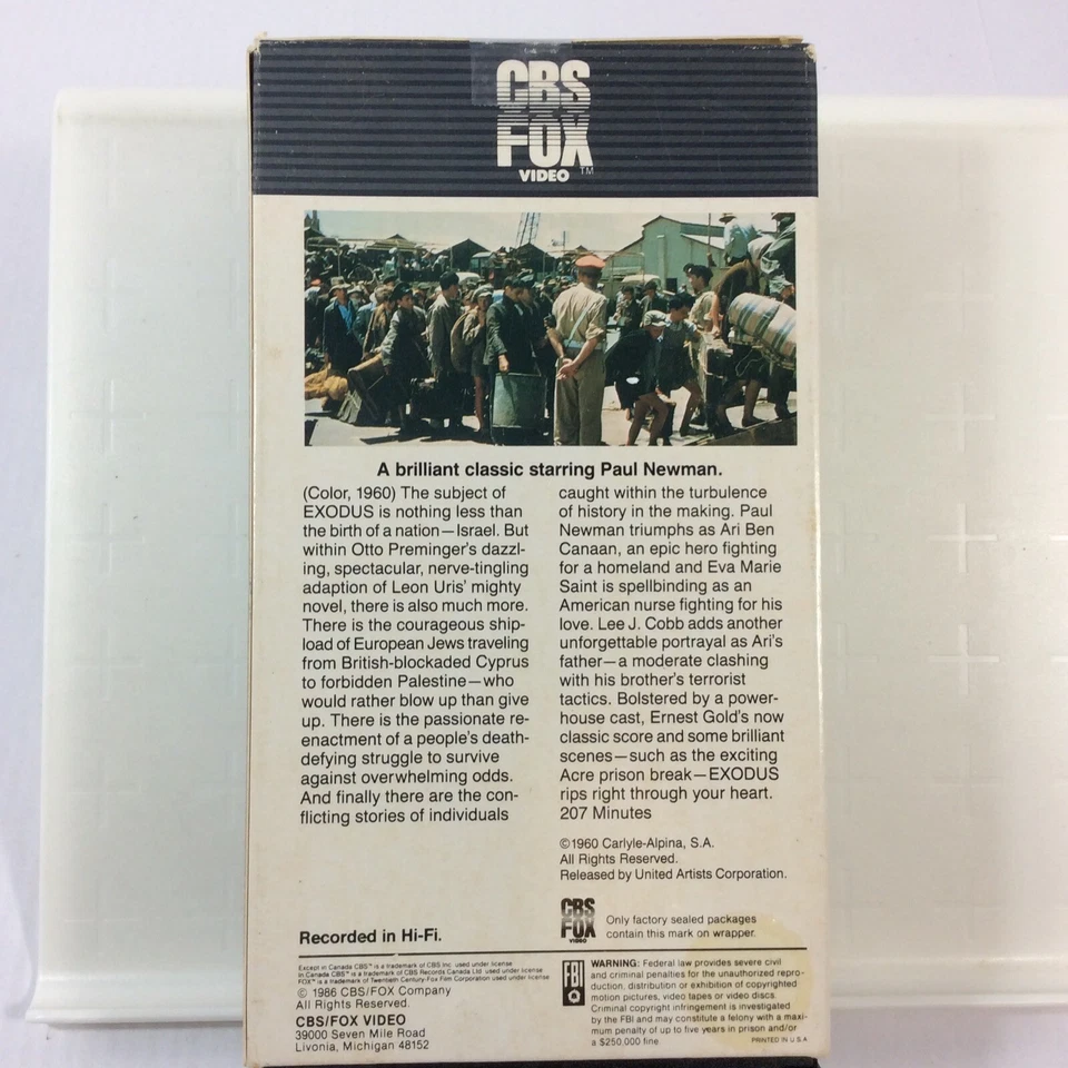 Exodus VHS 1986 CBS Fox Paul Newman 2 tape set - Image 2 of 4