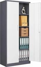 Metal Storage Cabinet 71" Steel Wardrobes with Locking Door For Office Home Gym