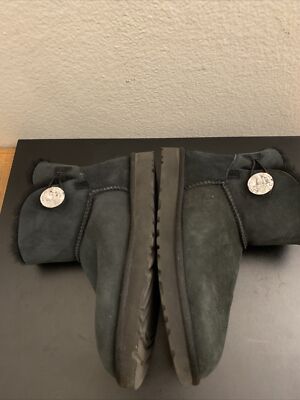 極美品✨UGG Mini Bailey Button Blingグレー24 UGG AUSTRALIA BAILEY BUTTON BLING Grey Gray BOOT ORIGINAL