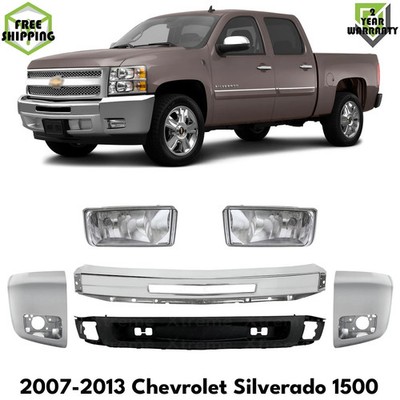 Front Bumper Chrome & Fog Lights Kit For 2007-2013 Chevrolet Silverado 1500