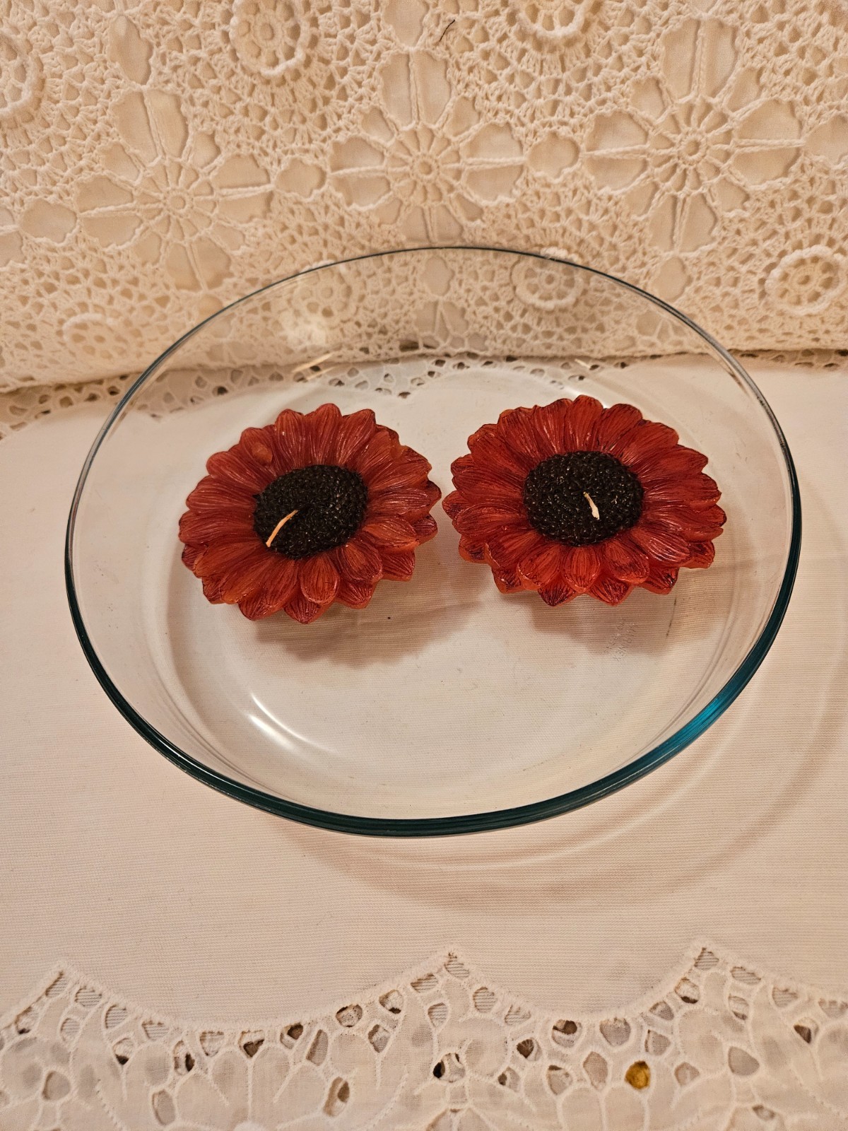 Clear Heavy Glass Bowl W/ 5 Candles