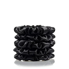 Black Satin Scrunchies for Women Silk 1 Count (Pack of 1) small black