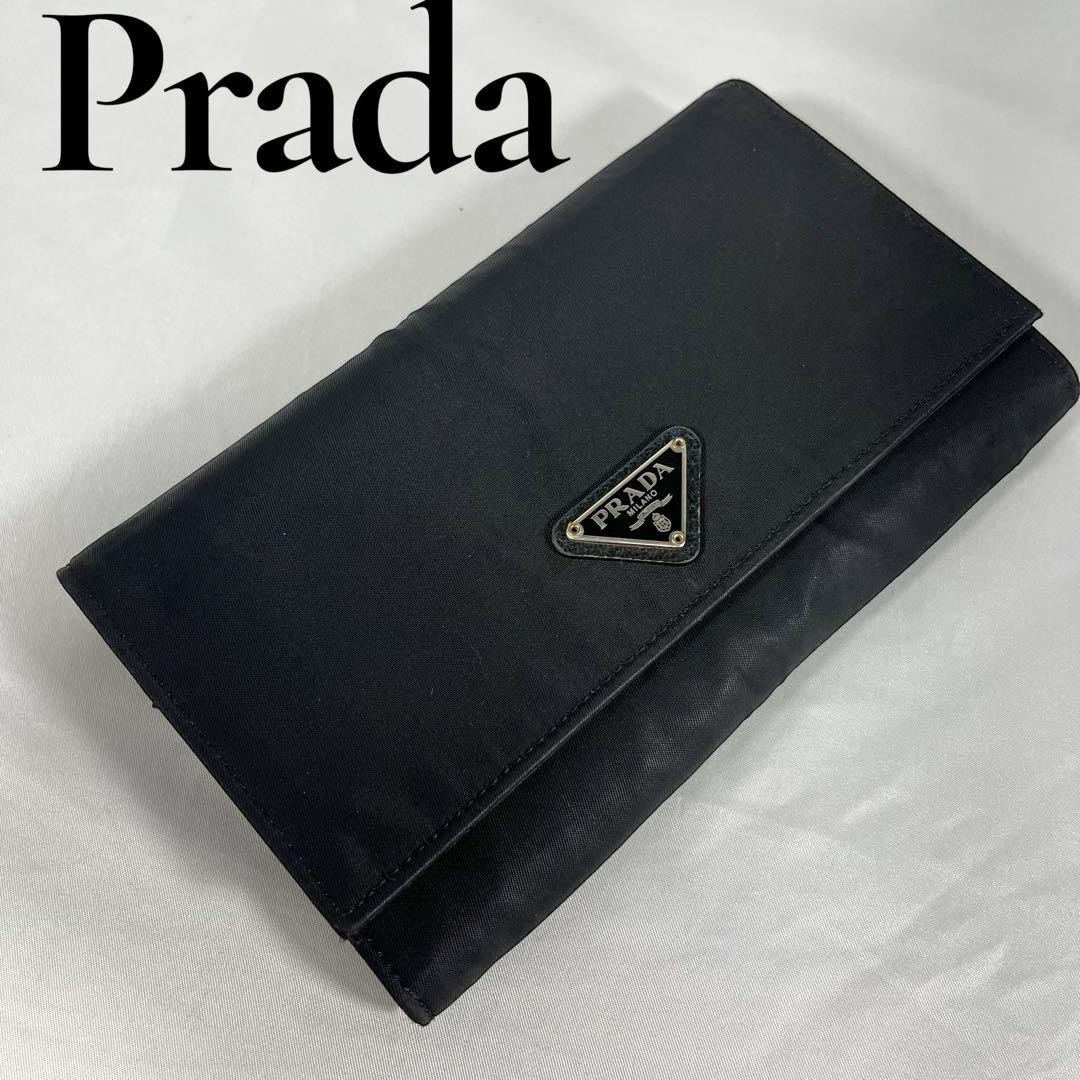Vintage Prada Black Nylon Long Wallet Pre-Owned