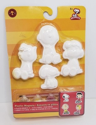 Peanuts Plaster Paint Your Own Magnet Set Snoopy, Charlie Brown, Lucy, Sally New