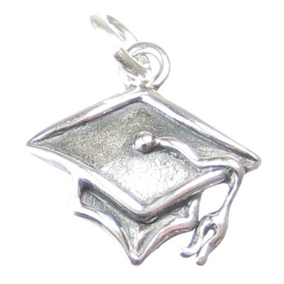 Graduation Cap 2D Mortarboard sterling silver charm .925 x 1 Graduate.