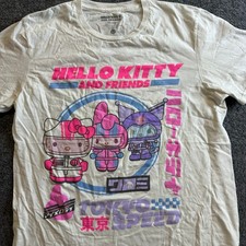 Sanrio T-Shirt Womens Size L White Hello Kitty Tokyo Speed Graphic Cotton Tee