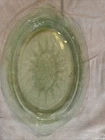 Uranium Green Depression 12" x 8" Cameo Ballerina Platter -