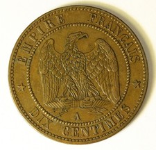 FRANCE 10 Centimes 1862 A - Bronze - Napoleon III. - XF - 1693