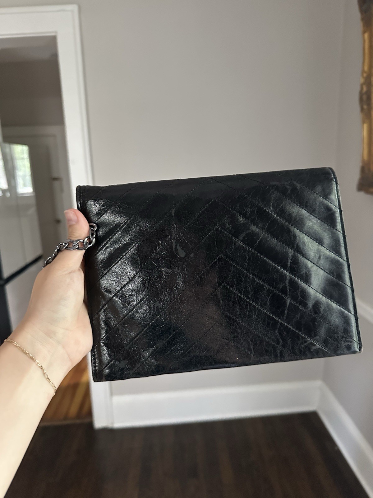 Pochette YSL Saint Laurent in pelle trapuntata nera busta pochette 24 5 cm usata