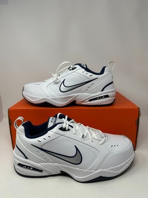 NIKE AIR MONARCH IV 4 EXTRA WIDE 4E EEEE WHITE/SILVER/NAVY BLUE TRAINER SIZE 13