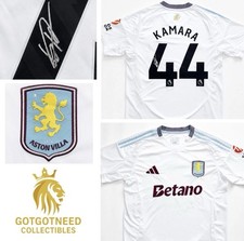 Boubacar Kamara Aston Villa Hand Signed Away Football Shirt Jersey with COA