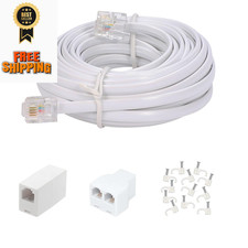 Long Telephone Extension Cord 20 FT, White, Phone Cable Wire with 20FT, White
