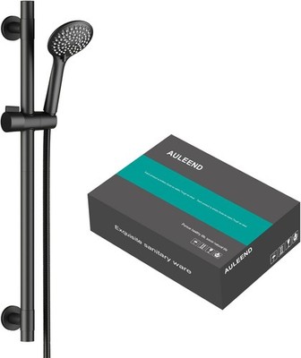Shower Slide Bar Handheld Shower Showerhead w Hose Adjustable Height Matte Black