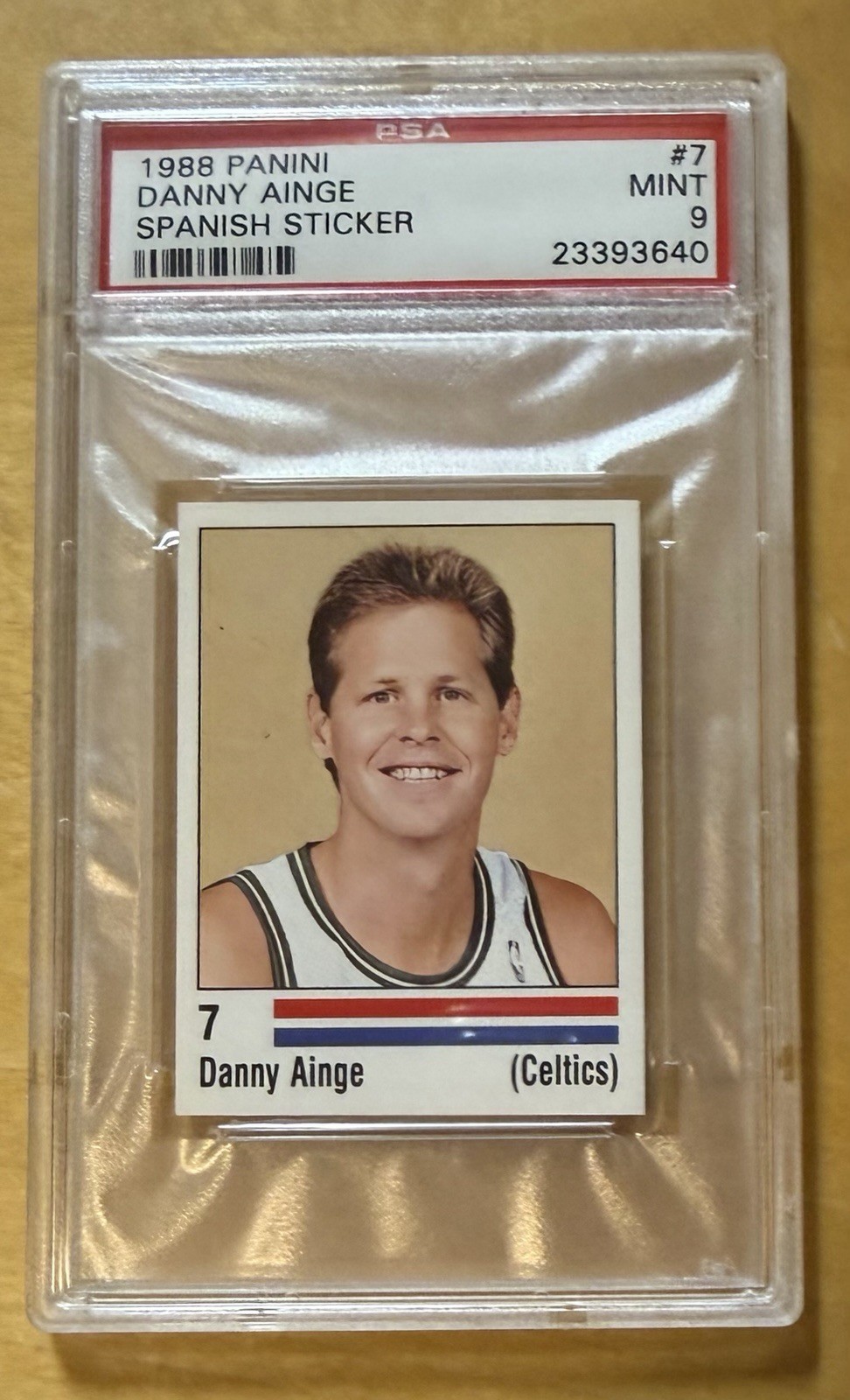 1988 Panini Danny Ainge Spanish Sticker PSA 9 Mint POP 2 None Higher Celtics #7