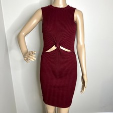 LA Hearts Maroon Bodycon Knot Midi Dress