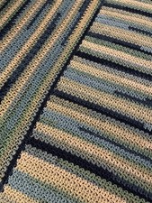 Handmade Crochet Throw Blanket: Bohemian Blue Green Afghan