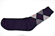 Vintage Navy Blue Argyle Socks 60s 70s Gray Theme Red Stack Argyle Mens 8 x 9"