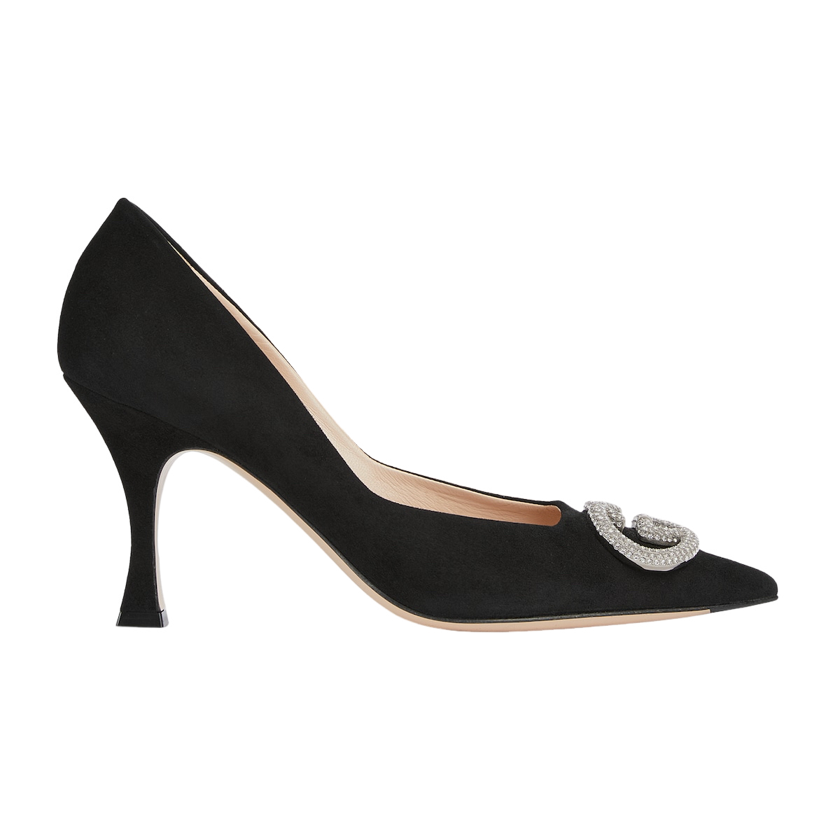 GUCCI $1380 Black Crystal Interlocking G Pumps New & Authentic